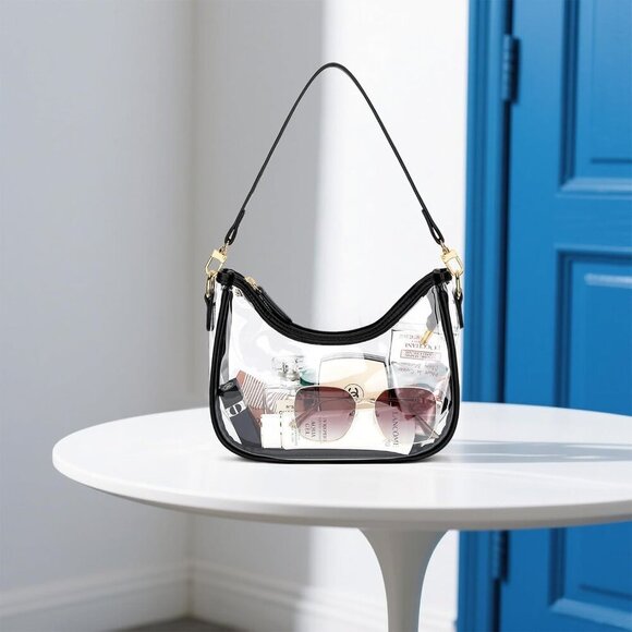 Women’s Clear PVC Shoulder Bag Hobo & Clutch for Events & Everyday Use - Picture 3 of 7